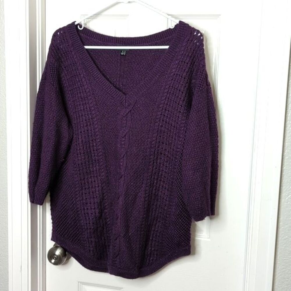 Torrid Purple Metallic Wool Blend Half Sleeve Sweater Size 1X Plus